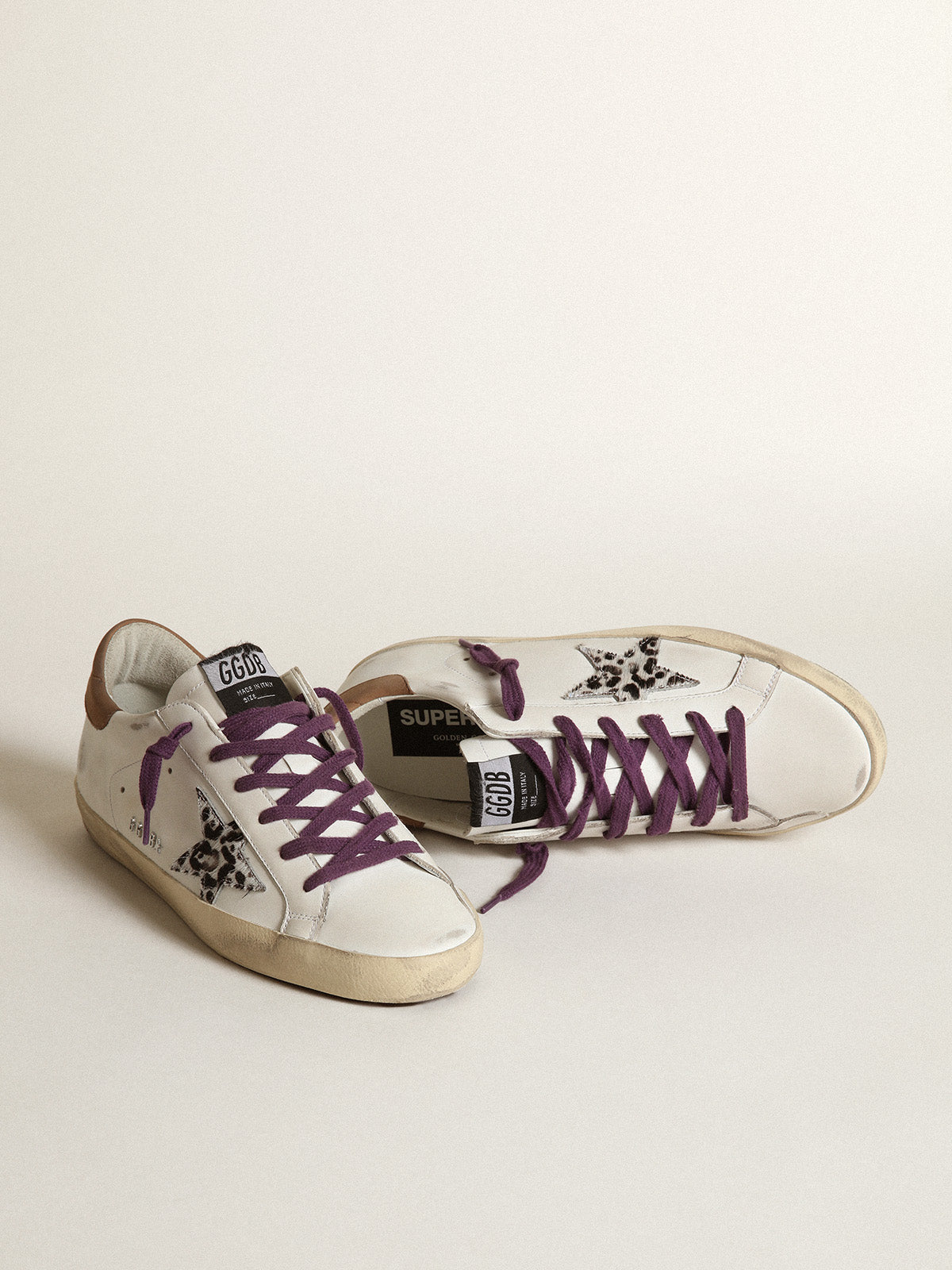 Super-Star with leopard pony skin star and brown nubuck heel tab| Golden Goose