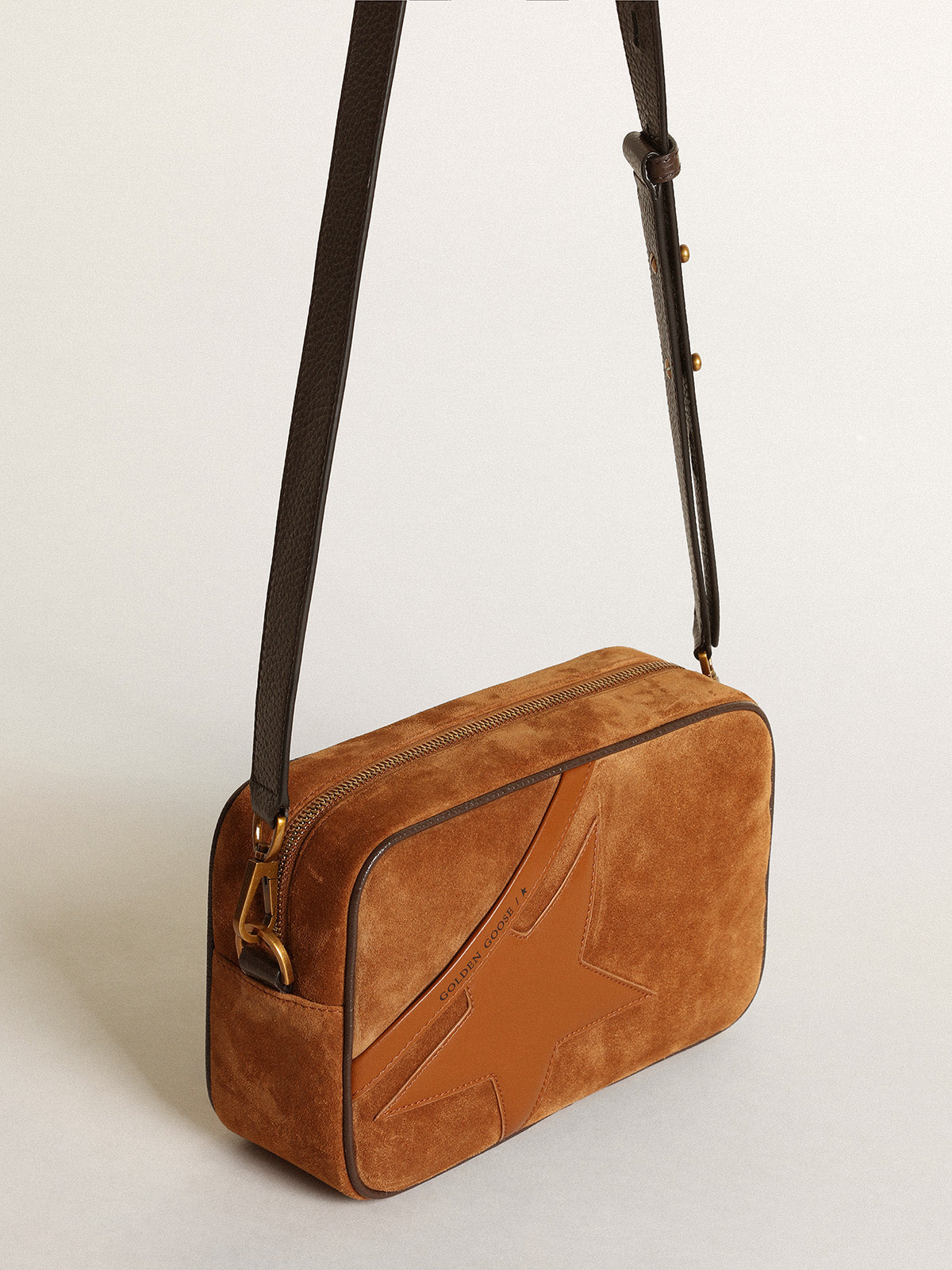 Star Bag in tobacco-colored suede with tone-on-tone leather star| Golden Goose
