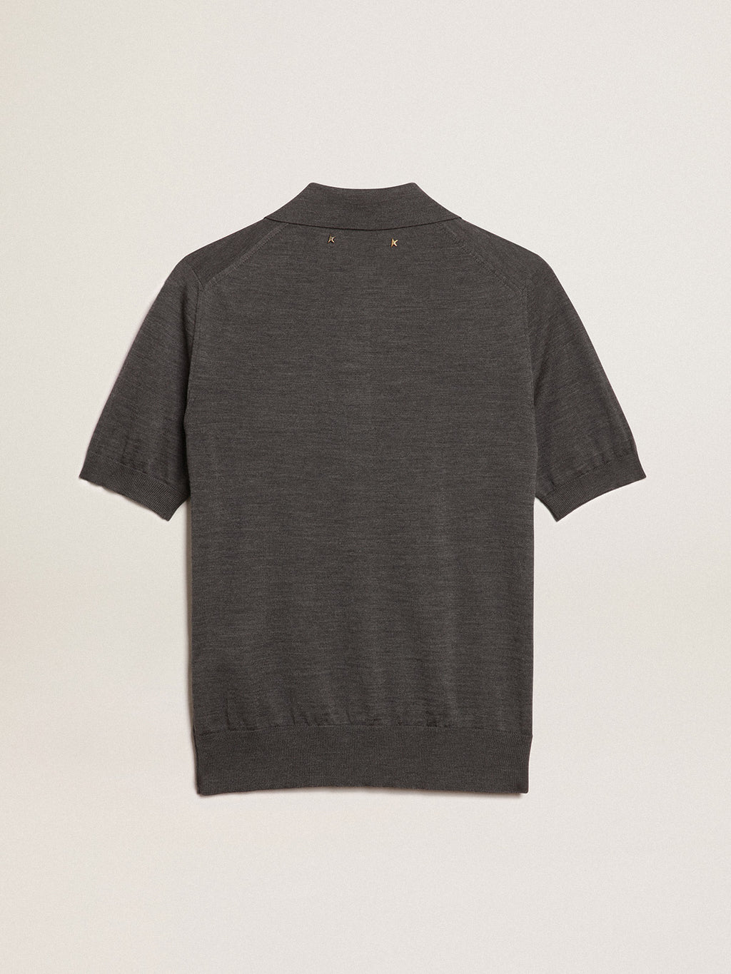 Women's polo shirt in anthracite merino wool| Golden Goose