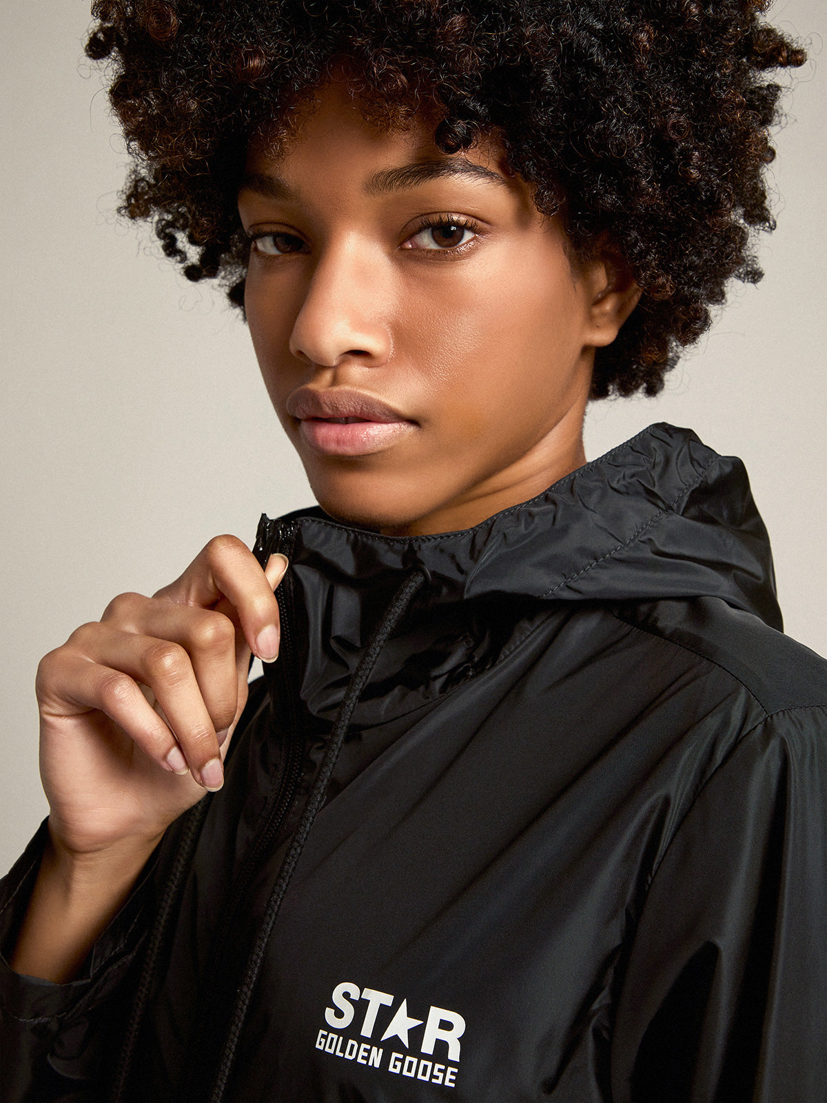 Women's black windbreaker| Golden Goose
