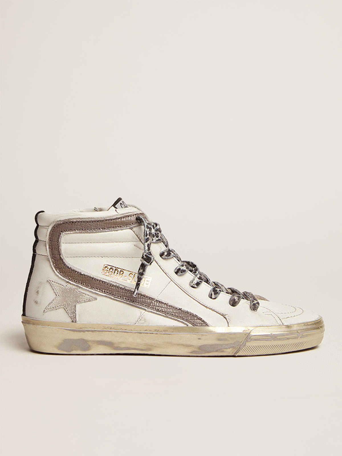 Women's Slide with star in white suede and leather flash| Golden Goose