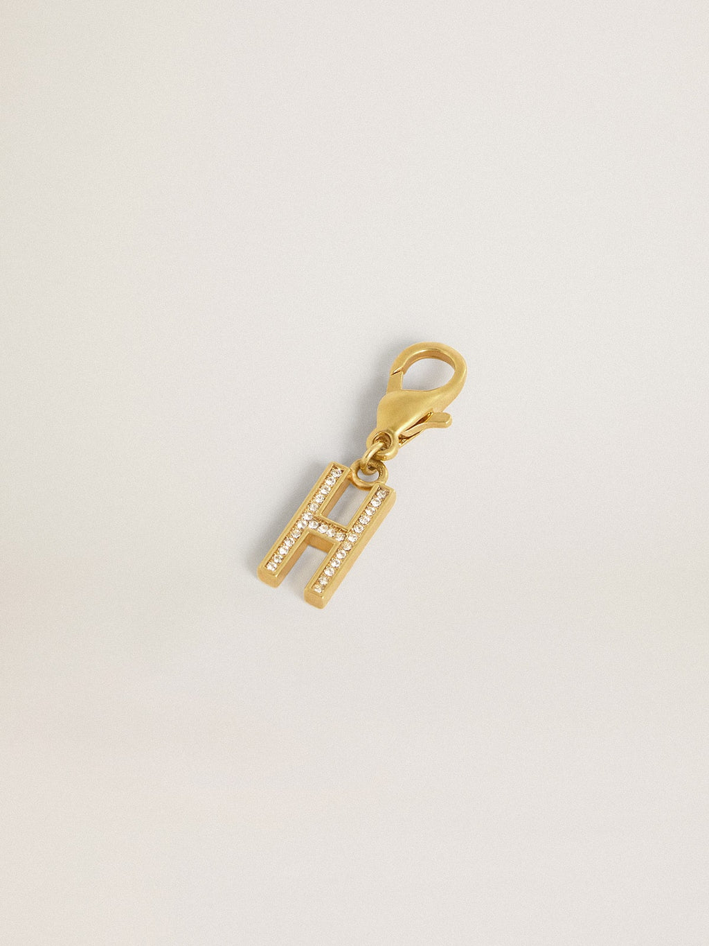 Letter H charm in gold-colored brass with crystals| Golden Goose