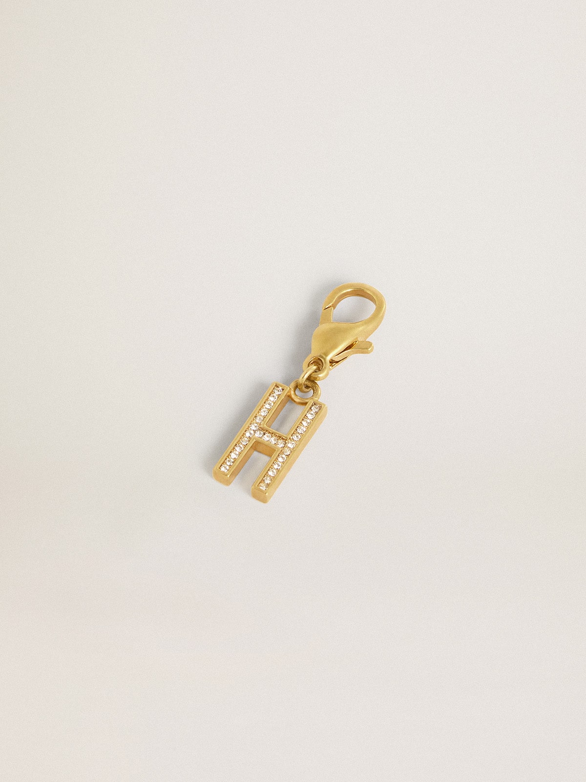 Letter H charm in gold-colored brass with crystals| Golden Goose