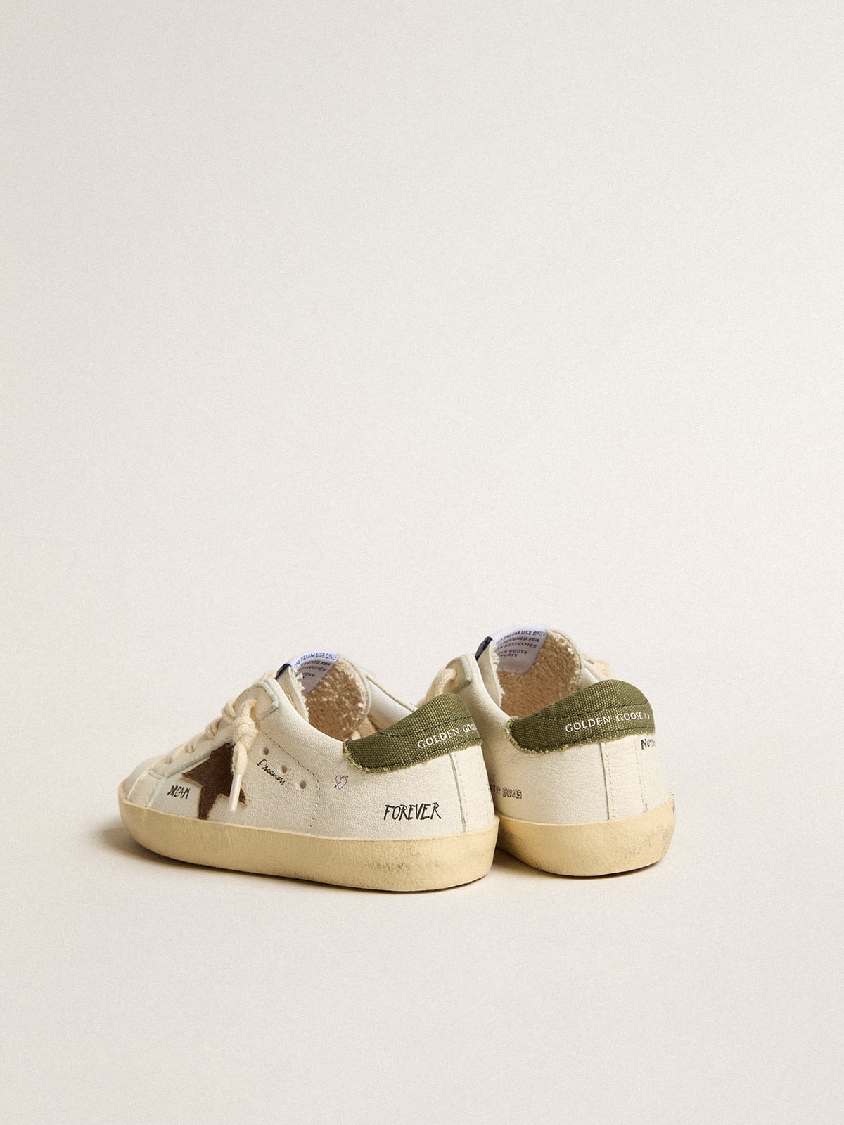 Super-Star Young in nappa with suede star and green heel tab| Golden Goose
