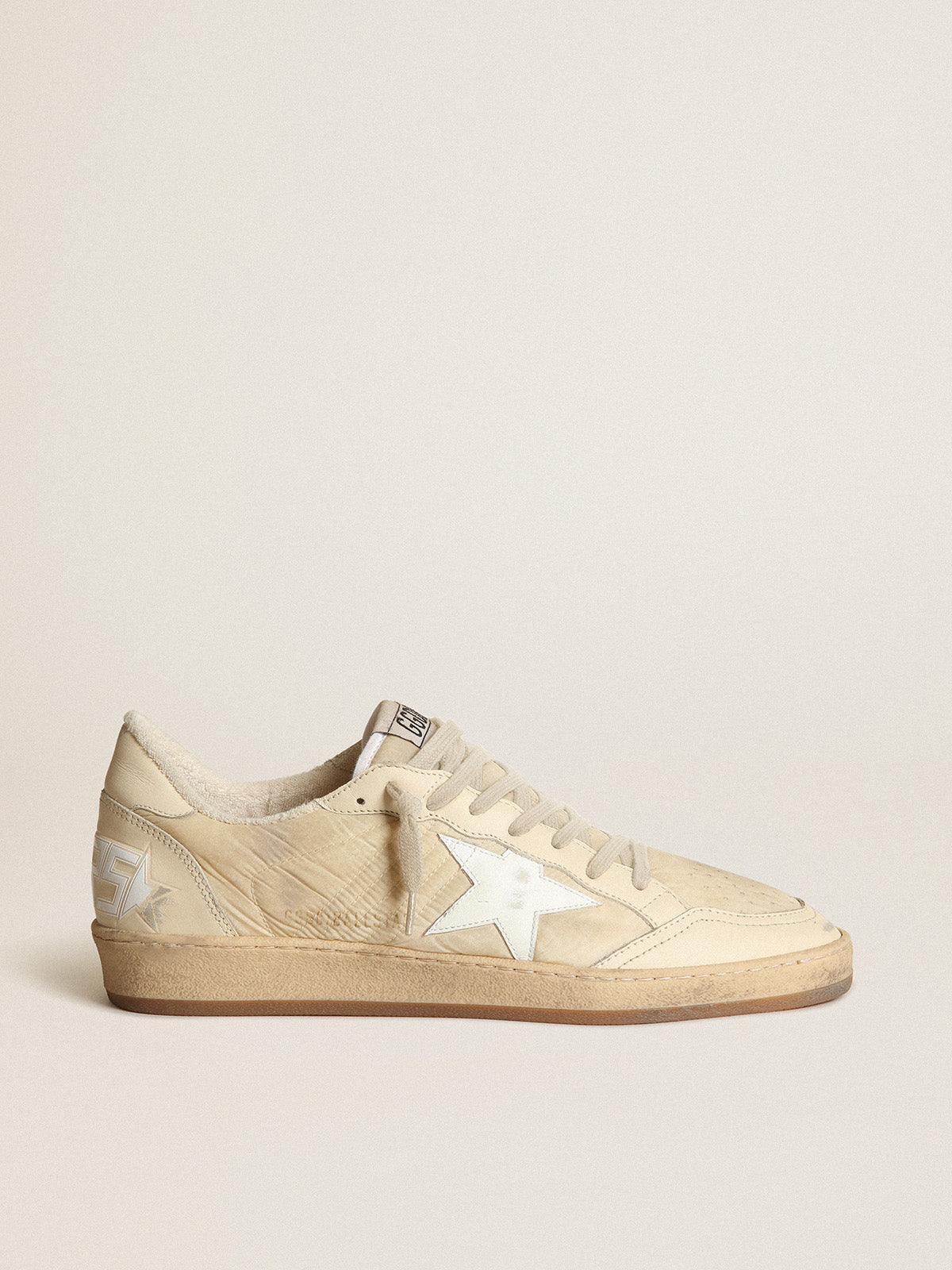 Men's Ball Star in white nylon with white star and heel tab| Golden Goose