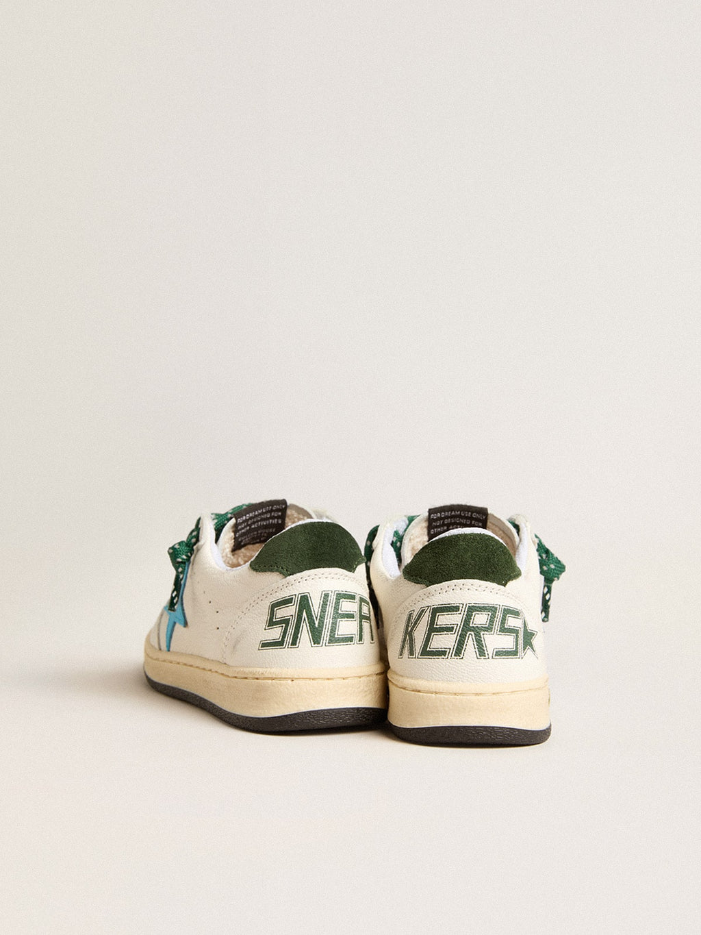 Junior Ball Star with turquoise star and green suede heel tab| Golden Goose