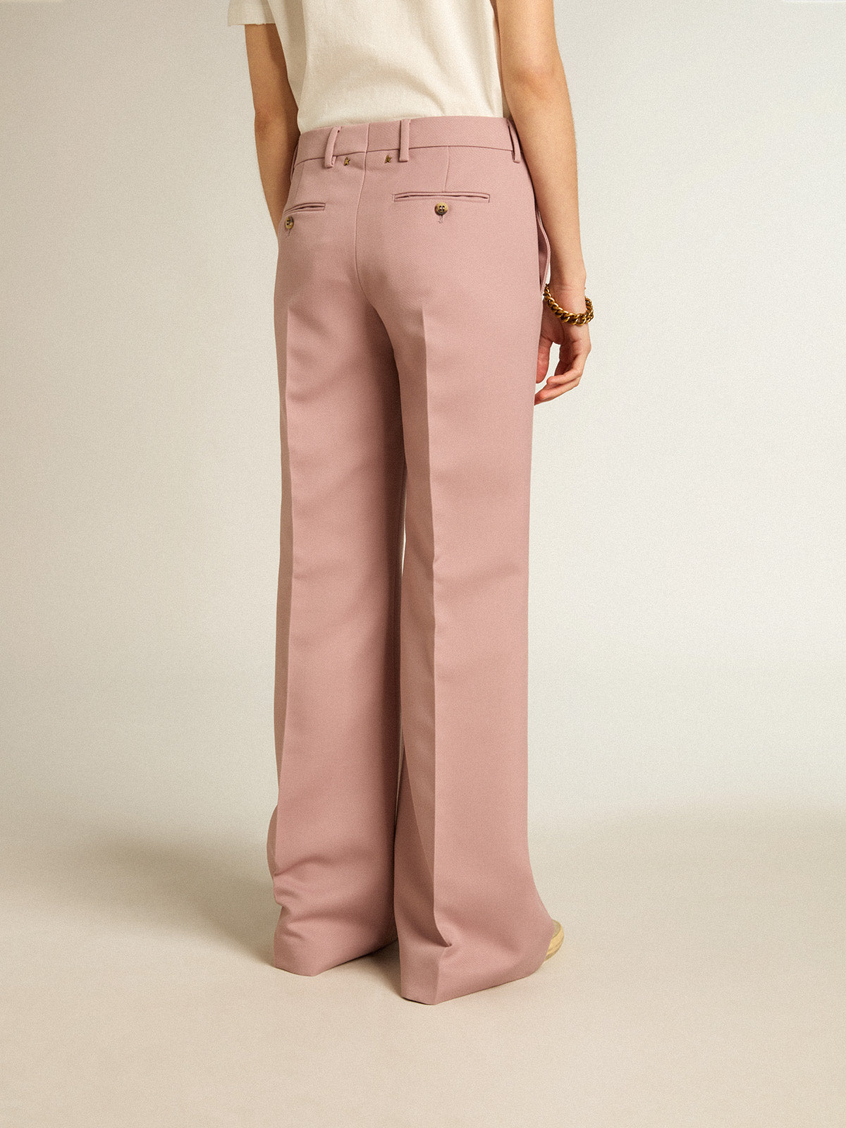 Pants in pink tailoring fabric| Golden Goose