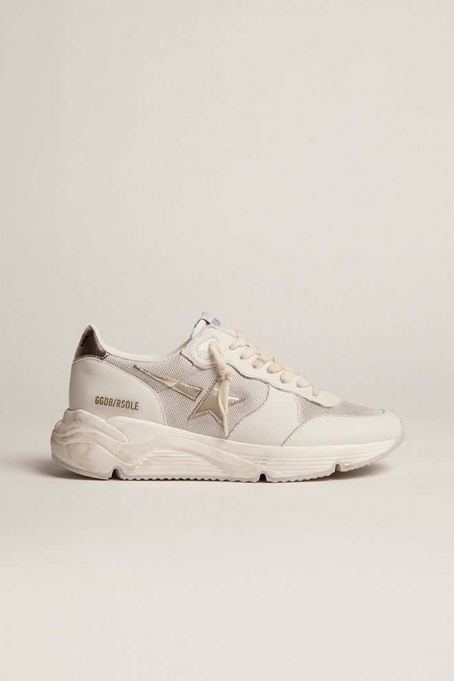 Running Sole in nappa and mesh with platinum leather star and heel tab| Golden Goose