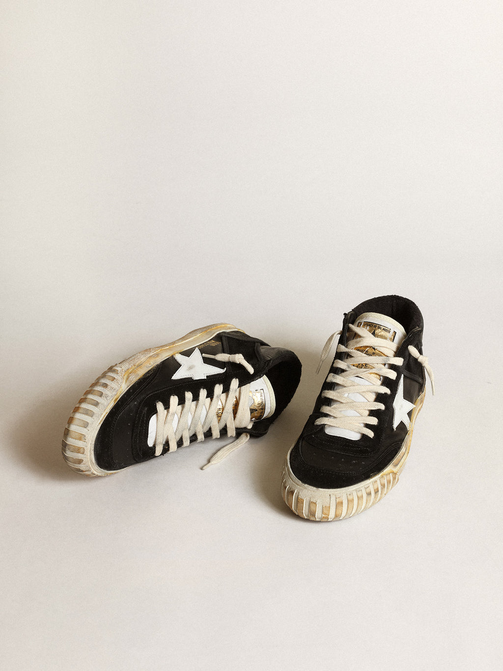 Women's Mid Star in black nappa and suede with white leather star| Golden Goose