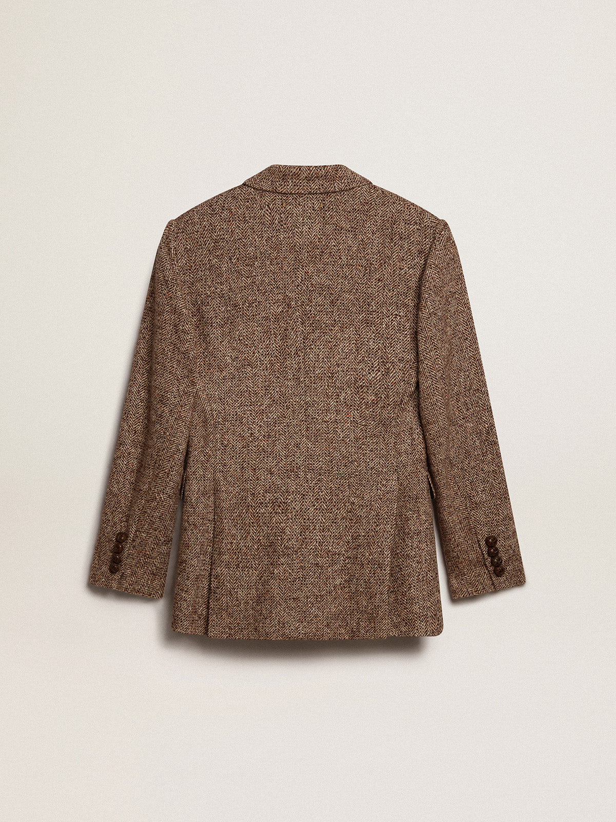 Women's brown double-breasted blazer with button fastening| Golden Goose