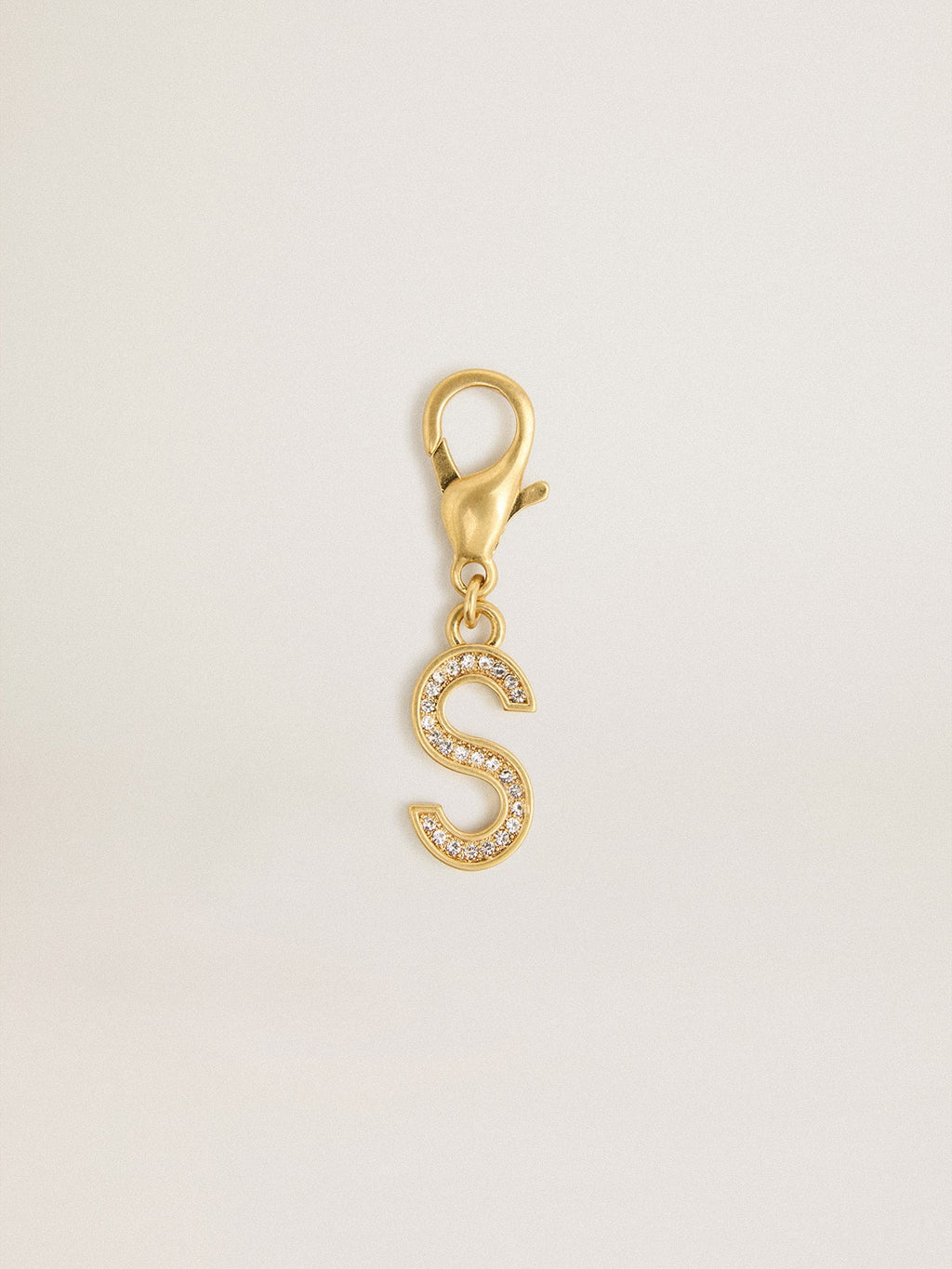 Letter S charm in gold-colored brass with crystals| Golden Goose
