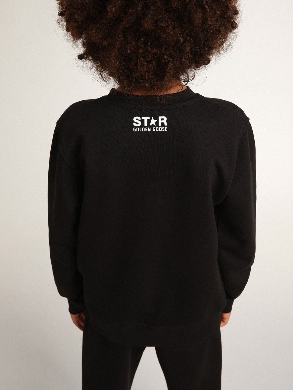 Boys' black sweatshirt with white maxi star on the front| Golden Goose