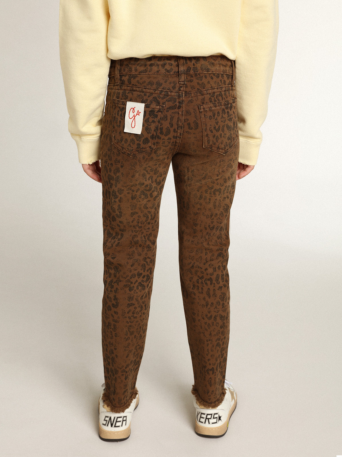 Girls' skinny jeans with animal print| Golden Goose