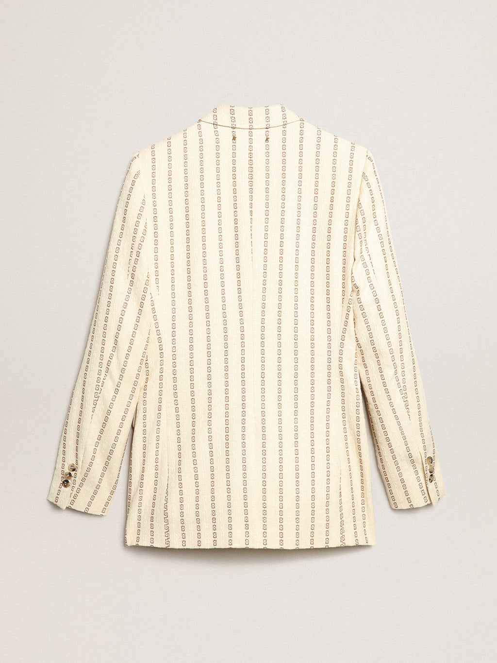 Single-breasted cream cotton blazer with jacquard motif| Golden Goose
