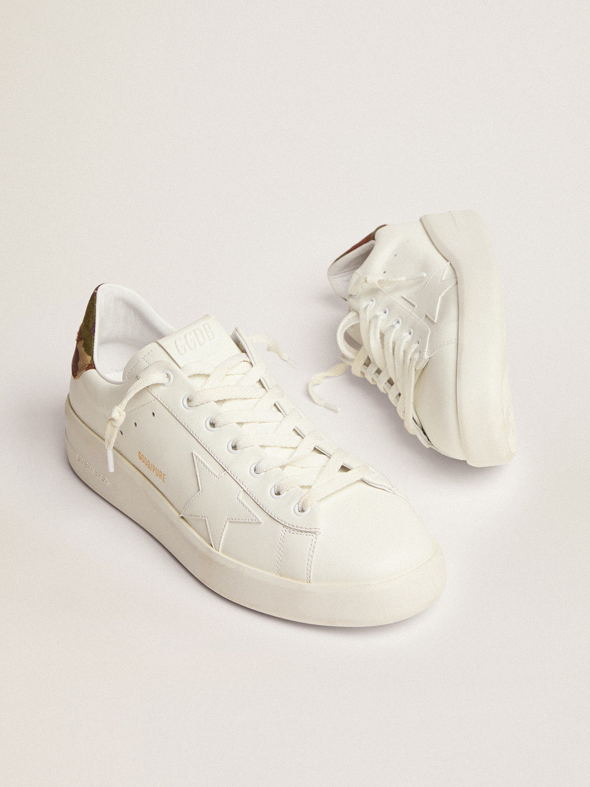 Men's Purestar in white leather with tone-on-tone star| Golden Goose