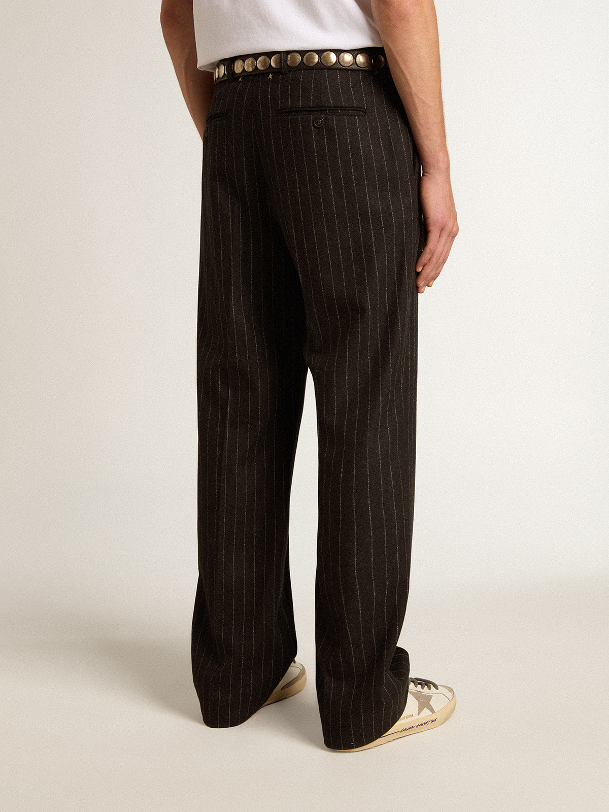 Men's pants in dark gray wool| Golden Goose