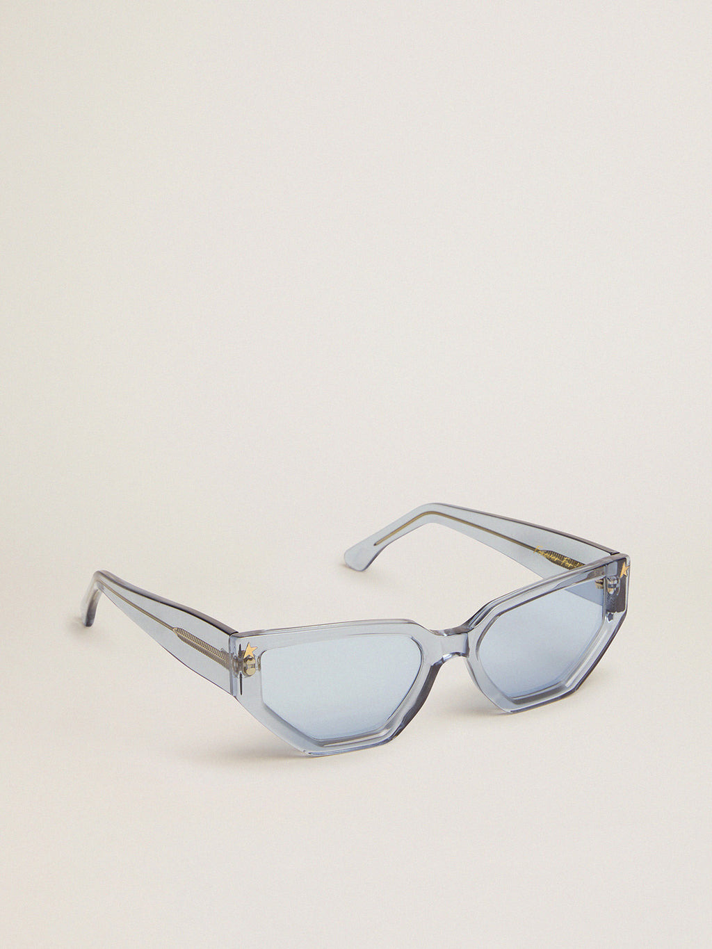 Rectangular-style Sunframe Jackie with clear baby blue frame| Golden Goose