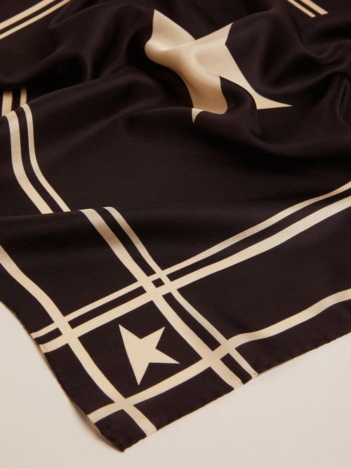 Black foulard with contrasting white stripes and stars| Golden Goose