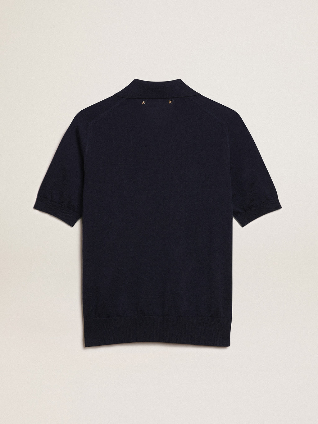 Women's polo shirt in navy-blue merino wool| Golden Goose