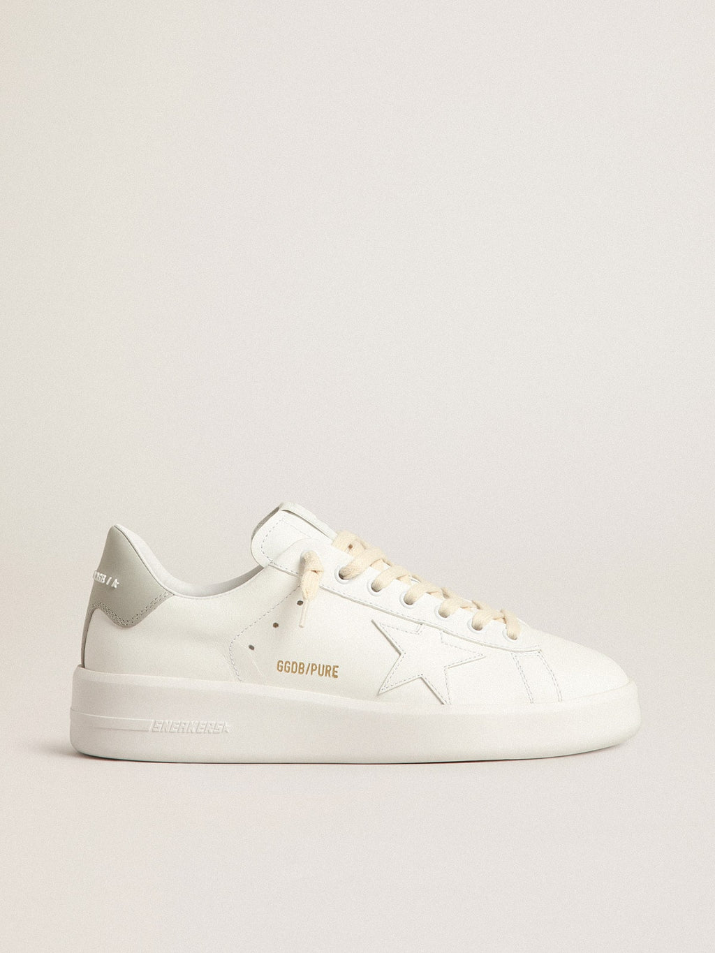 Purestar with white star and gray leather heel tab| Golden Goose