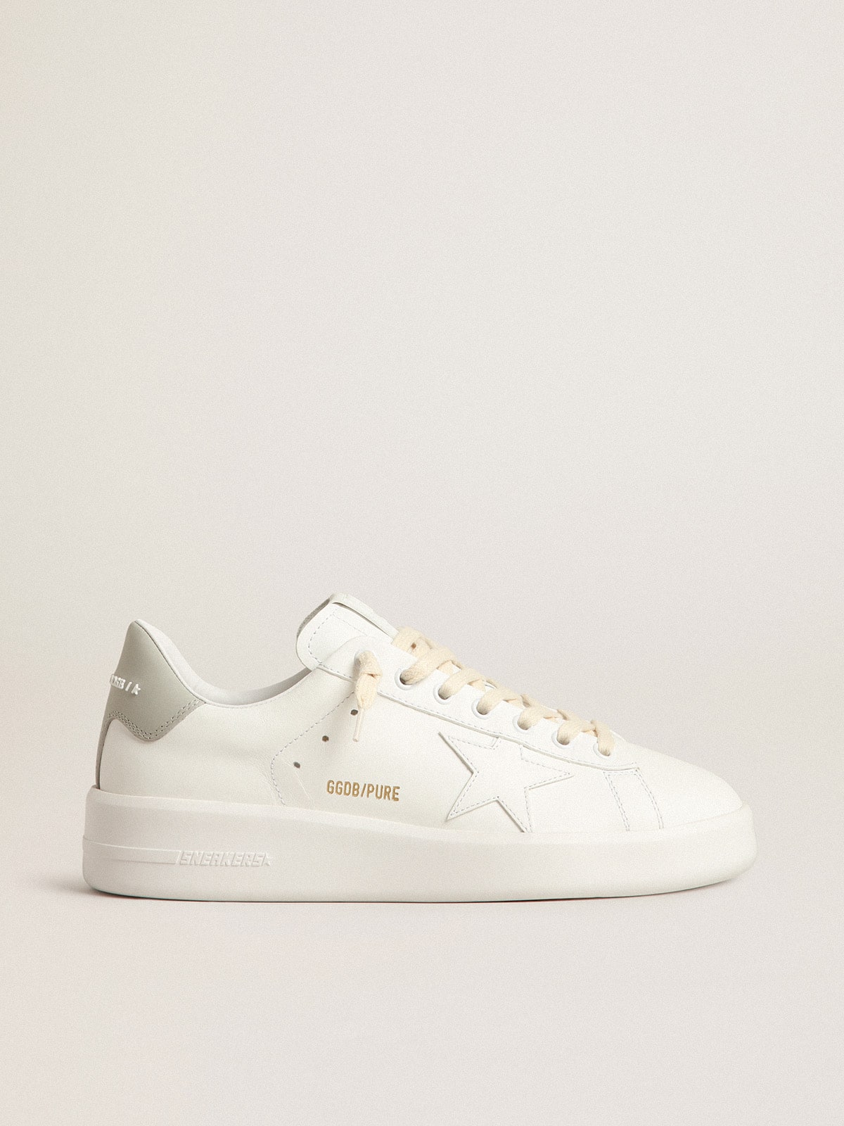 Purestar with white star and gray leather heel tab| Golden Goose