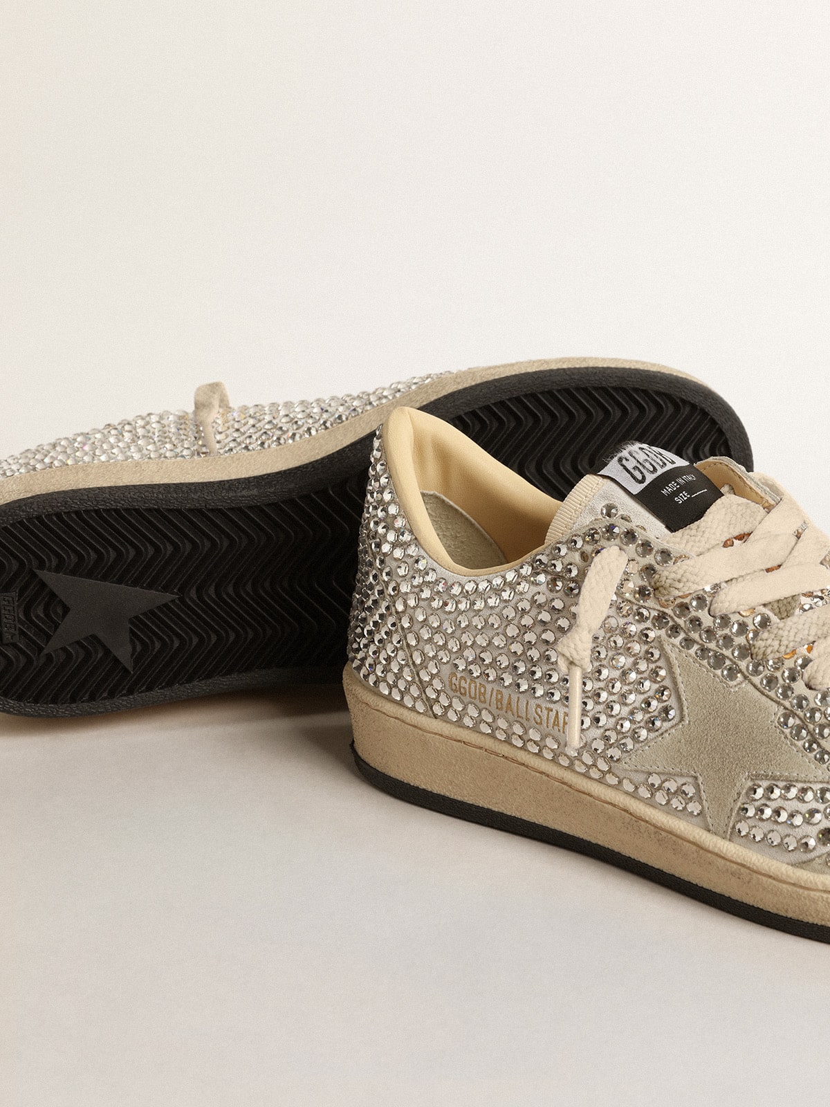 Women's Ball Star LTD with Swarovski crystals and gray suede star| Golden Goose