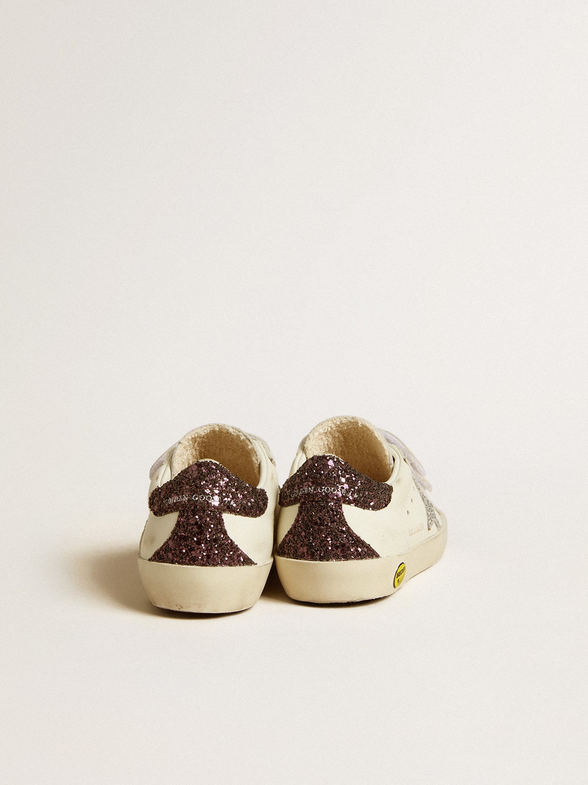 Old School Junior with silver glitter star and glitter heel tab| Golden Goose
