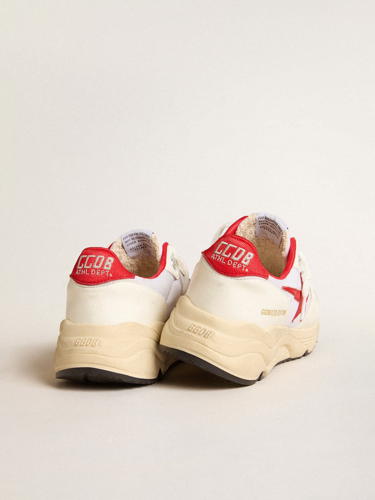 Running Sole LTD in white nappa and nylon with a red leather star| Golden Goose