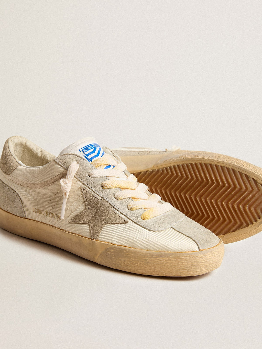 Men's Super-Star LAB in nylon with dove-gray star and ice-gray suede inserts| Golden Goose
