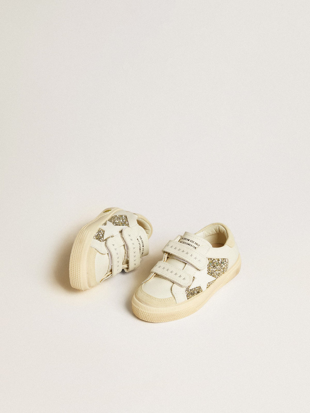 May School Young in glitter with leather star and suede heel tab| Golden Goose