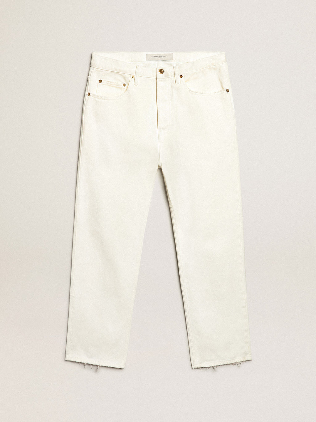 Stonewashed-effect white jeans| Golden Goose