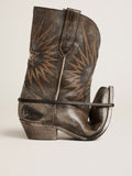 Women's low Wish Star boots in black leather with silver star| Golden Goose