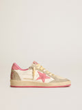 Women's Ball Star LTD in nappa with pink suede star and dove-gray inserts| Golden Goose