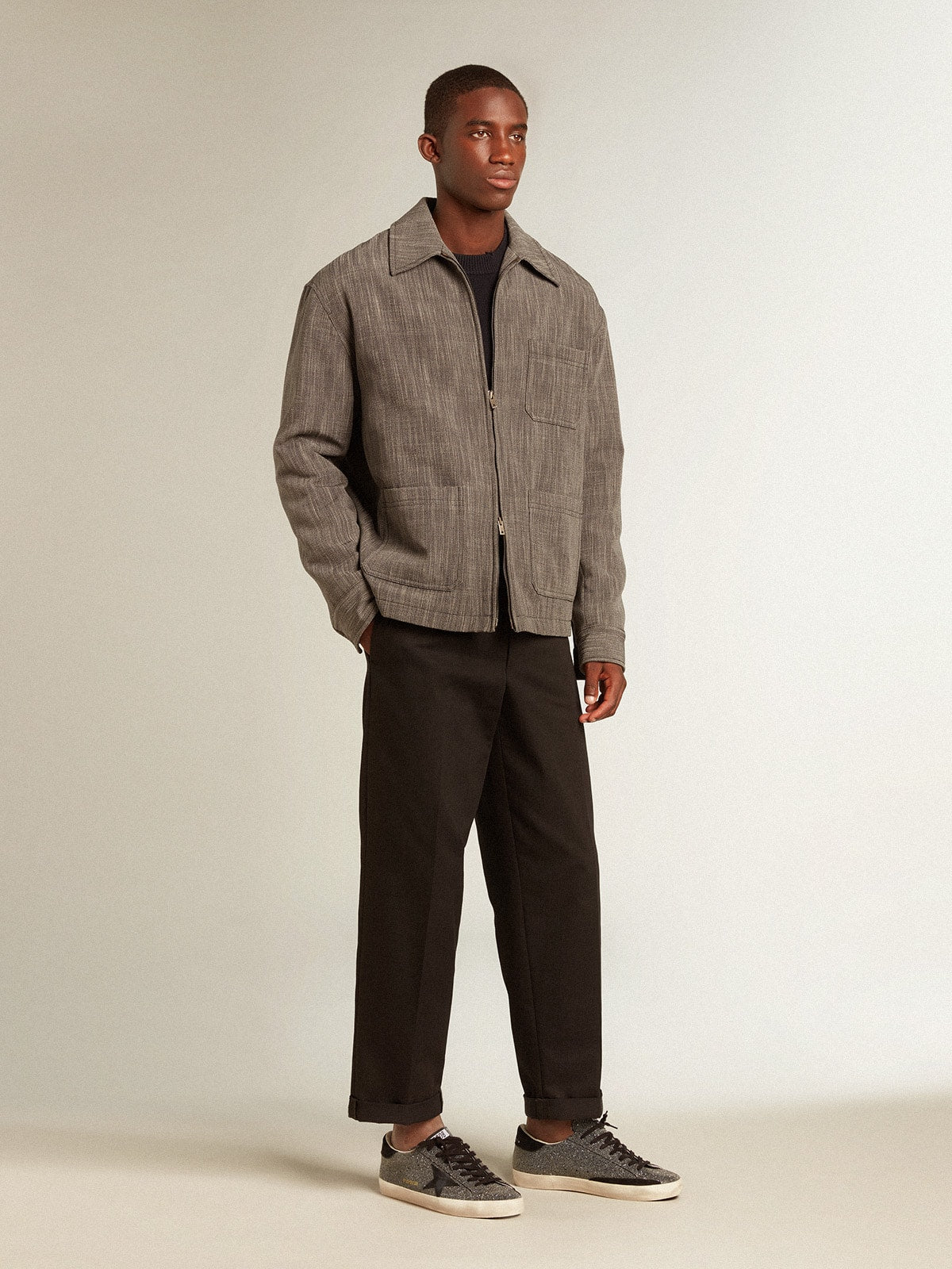 Men's wool blend coach jacket