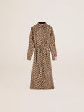 Women's shirt dress with animal print and gold fil coupé| Golden Goose