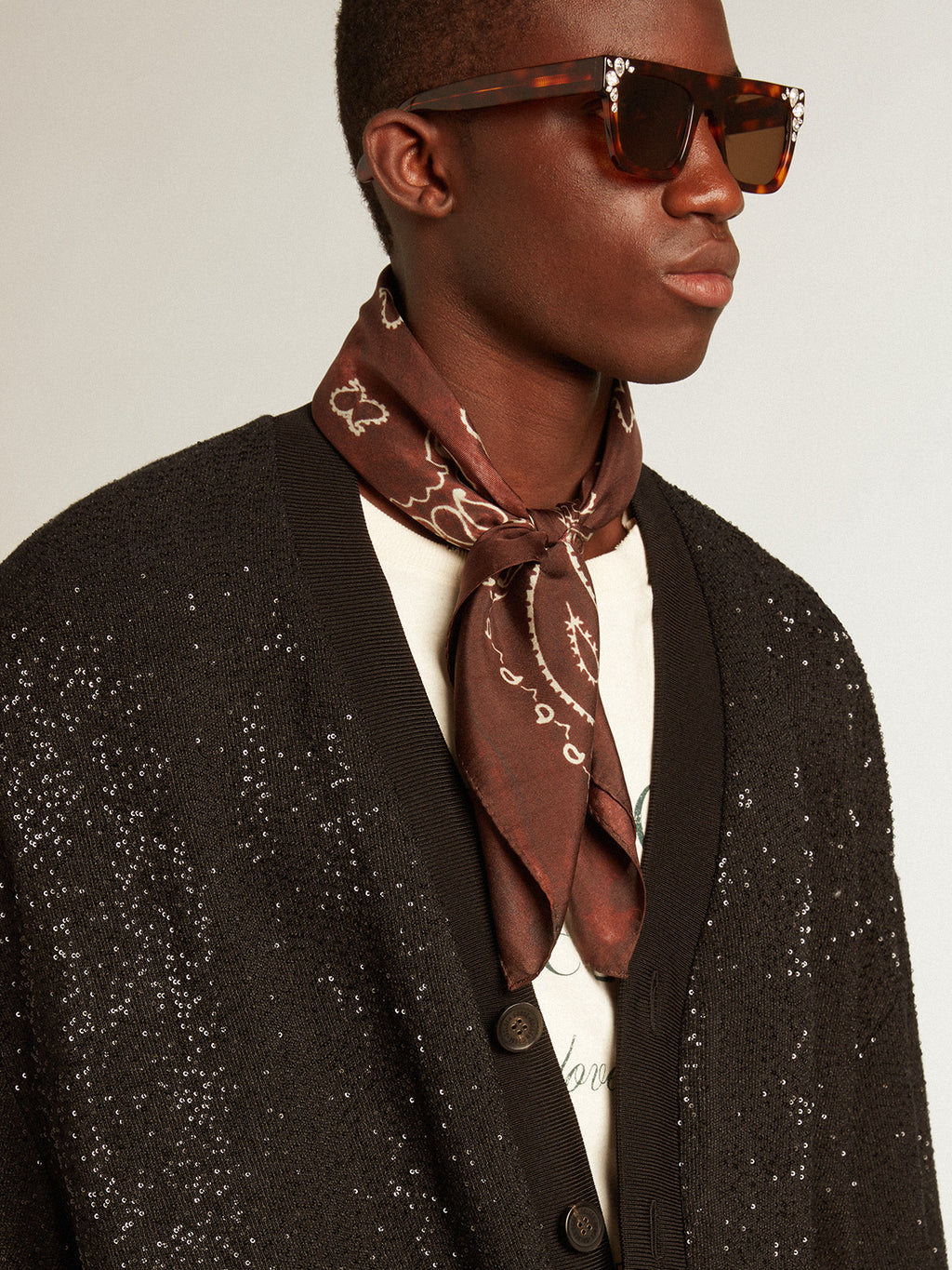 Men's black sequined cardigan-jacket| Golden Goose