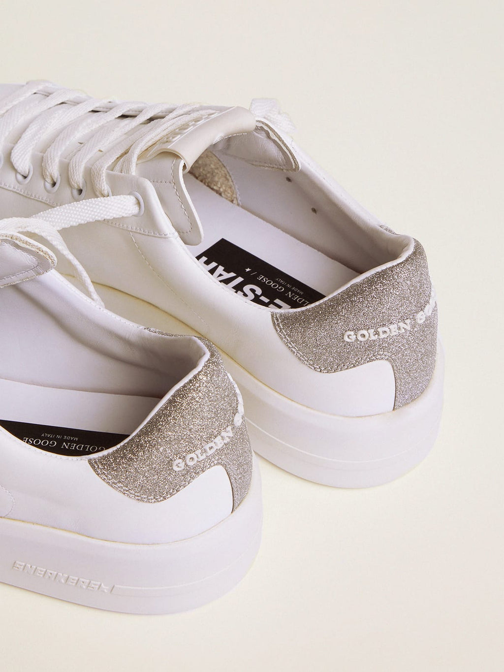 Women's Purestar sneakers with glittery silver heel tab| Golden Goose