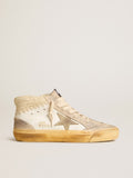 Mid Star LTD with pearl suede star and beige crochet heel tab| Golden Goose