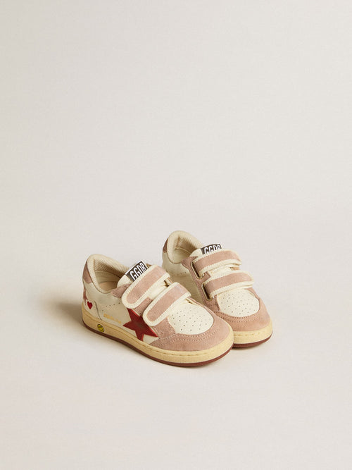 Ball Star Junior in nappa with nappa star and pink suede heel tab| Golden Goose