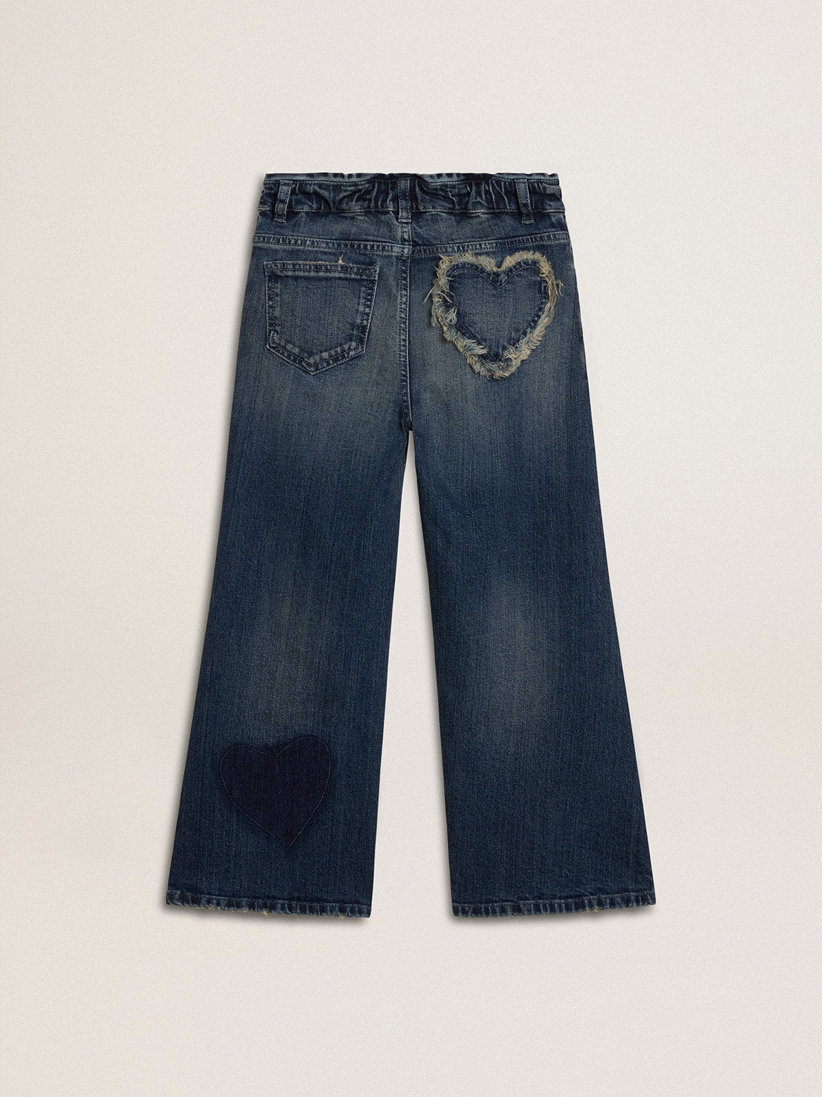 Girls' wide-leg jeans in blue denim| Golden Goose