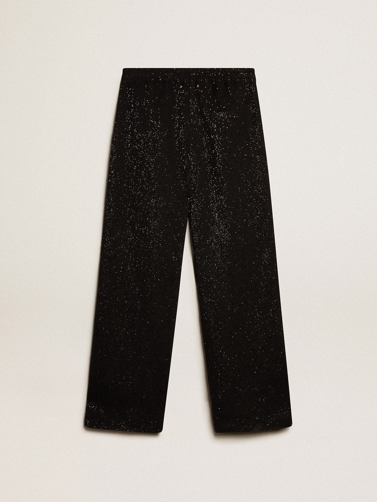 Men's black joggers in linen blend with sequins| Golden Goose