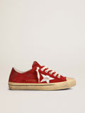 Men's V-Star LTD in dark red suede with silver star and heel tab| Golden Goose
