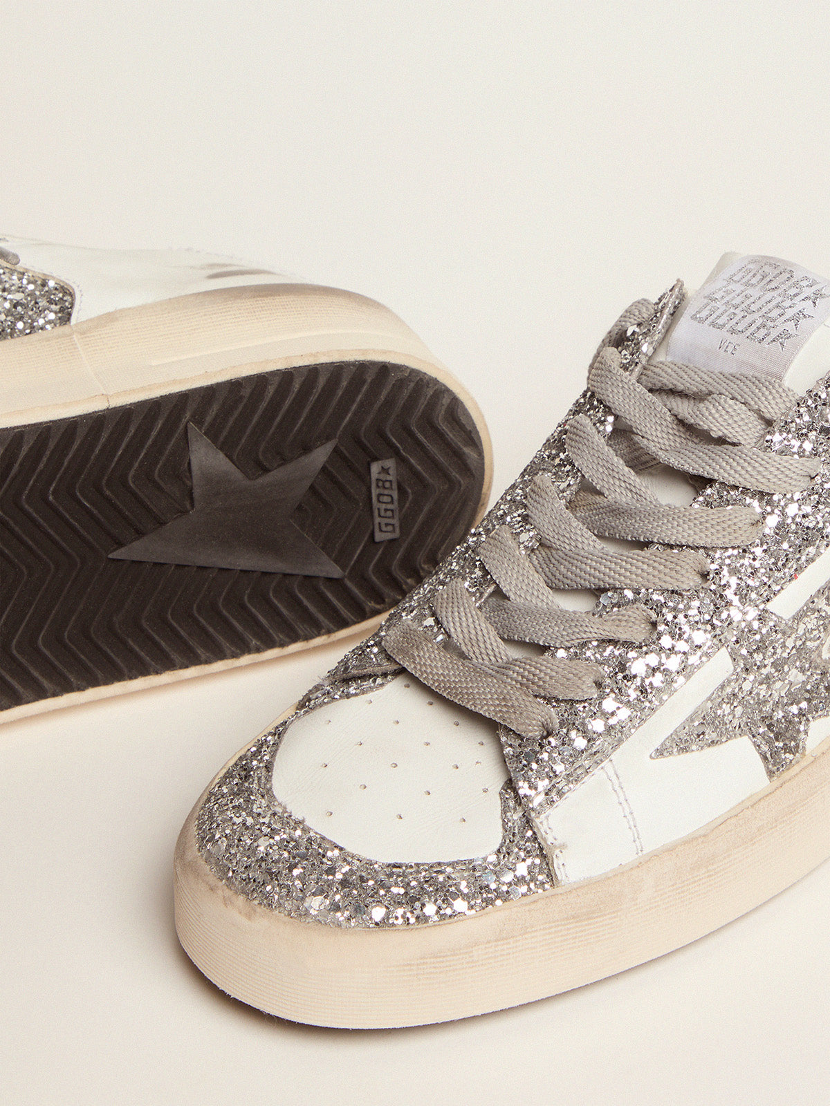 Women's Stardan sneakers with silver glitter| Golden Goose