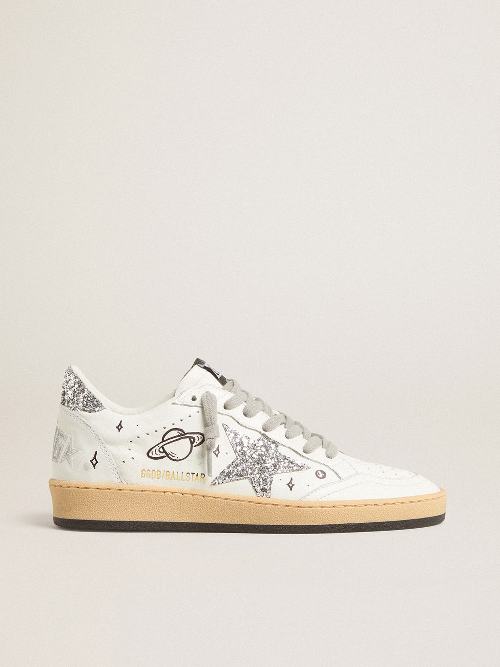 Men's Ball Star Wishes in nappa leather with glitter star and heel tab| Golden Goose