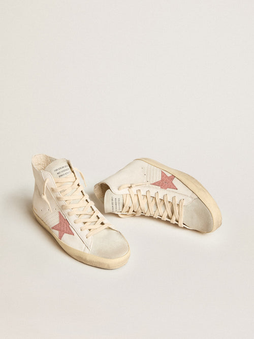 Francy in cream nappa with pink crocodile-print leather star| Golden Goose