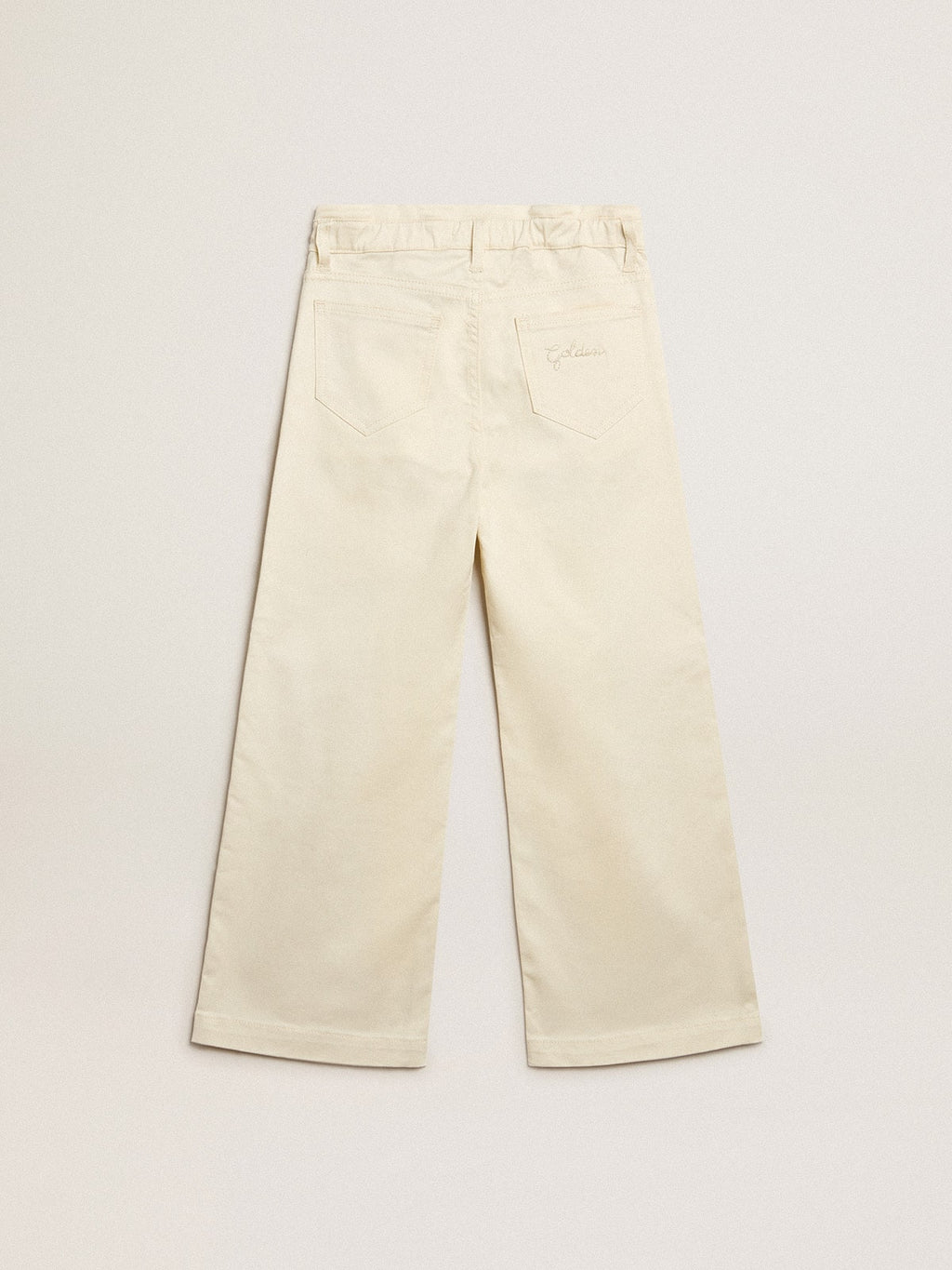 Girls' cotton pants in aged white| Golden Goose