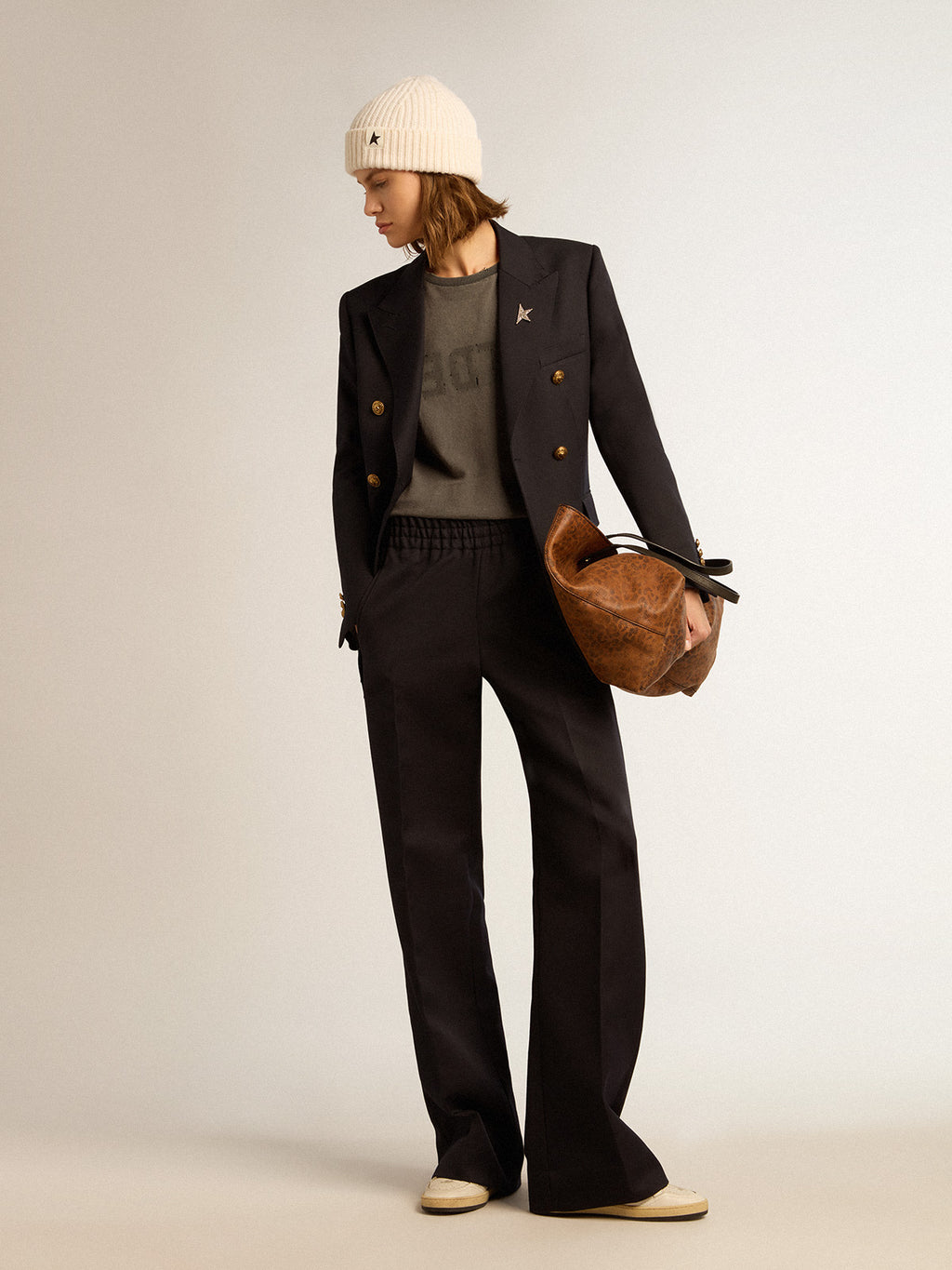 Women's double-breasted blue blazer| Golden Goose