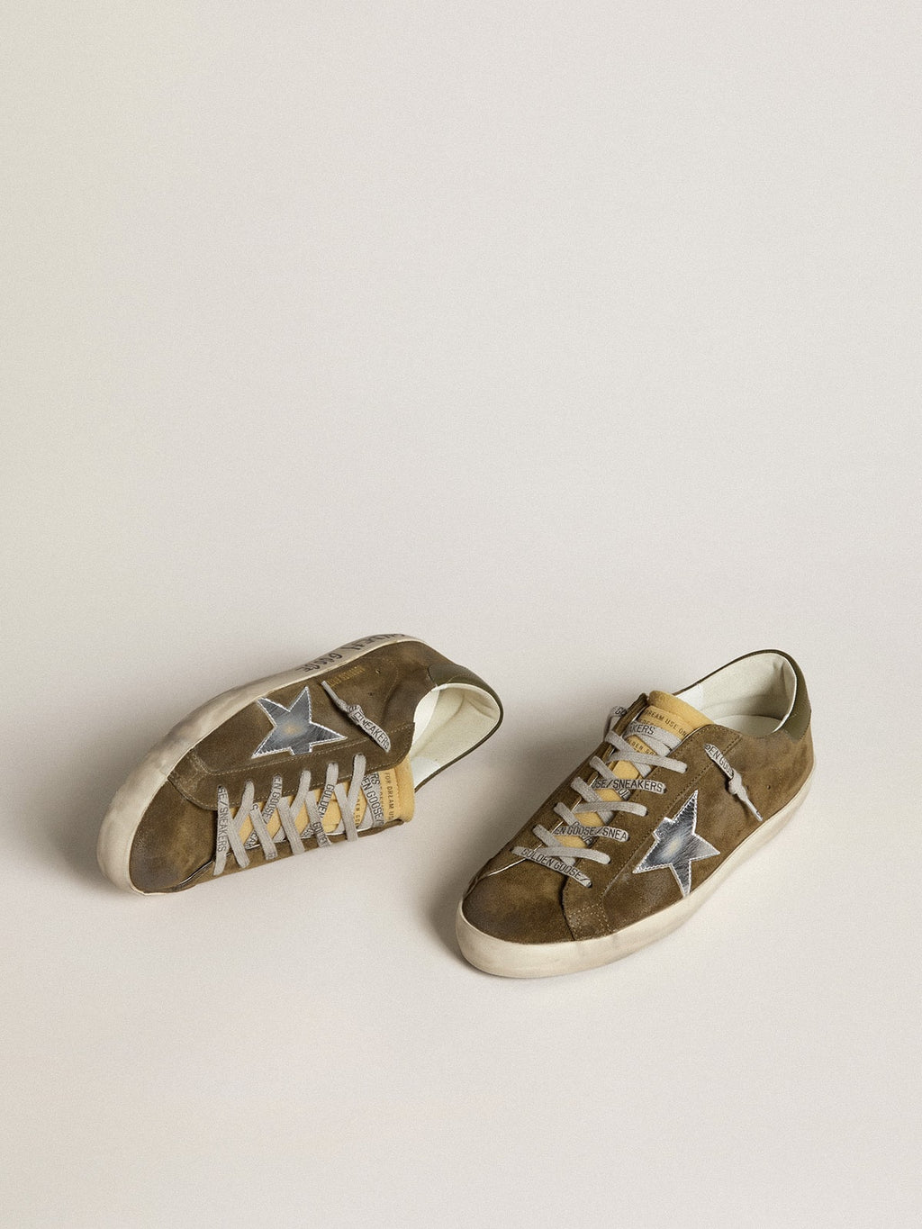 Super-Star LTD in suede with metallic leather star and leather heel tab| Golden Goose