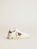 Young May with leopard print pony skin star and copper-colored heel| Golden Goose