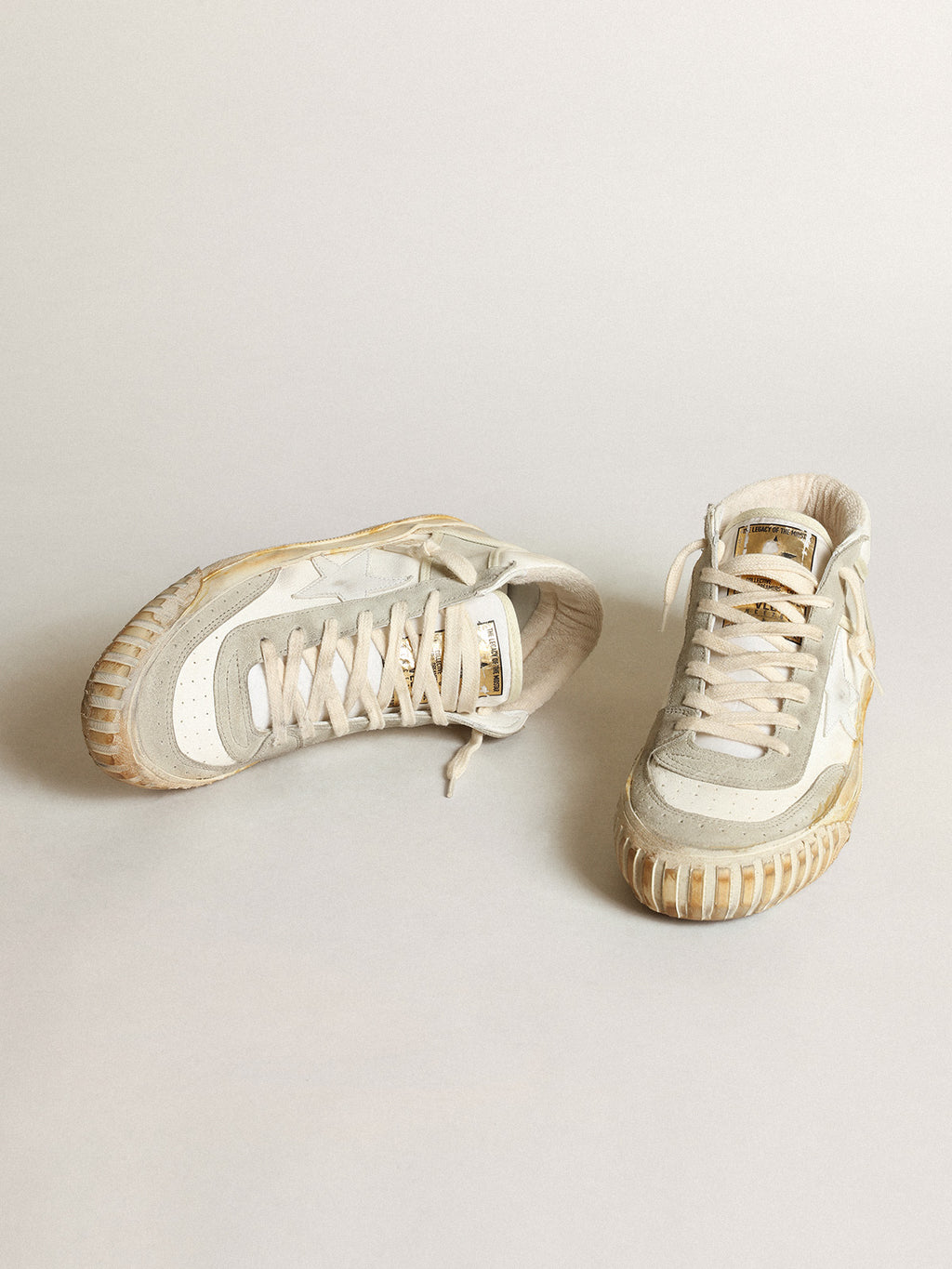 Men's Mid Star with ice-gray suede inserts and white star| Golden Goose